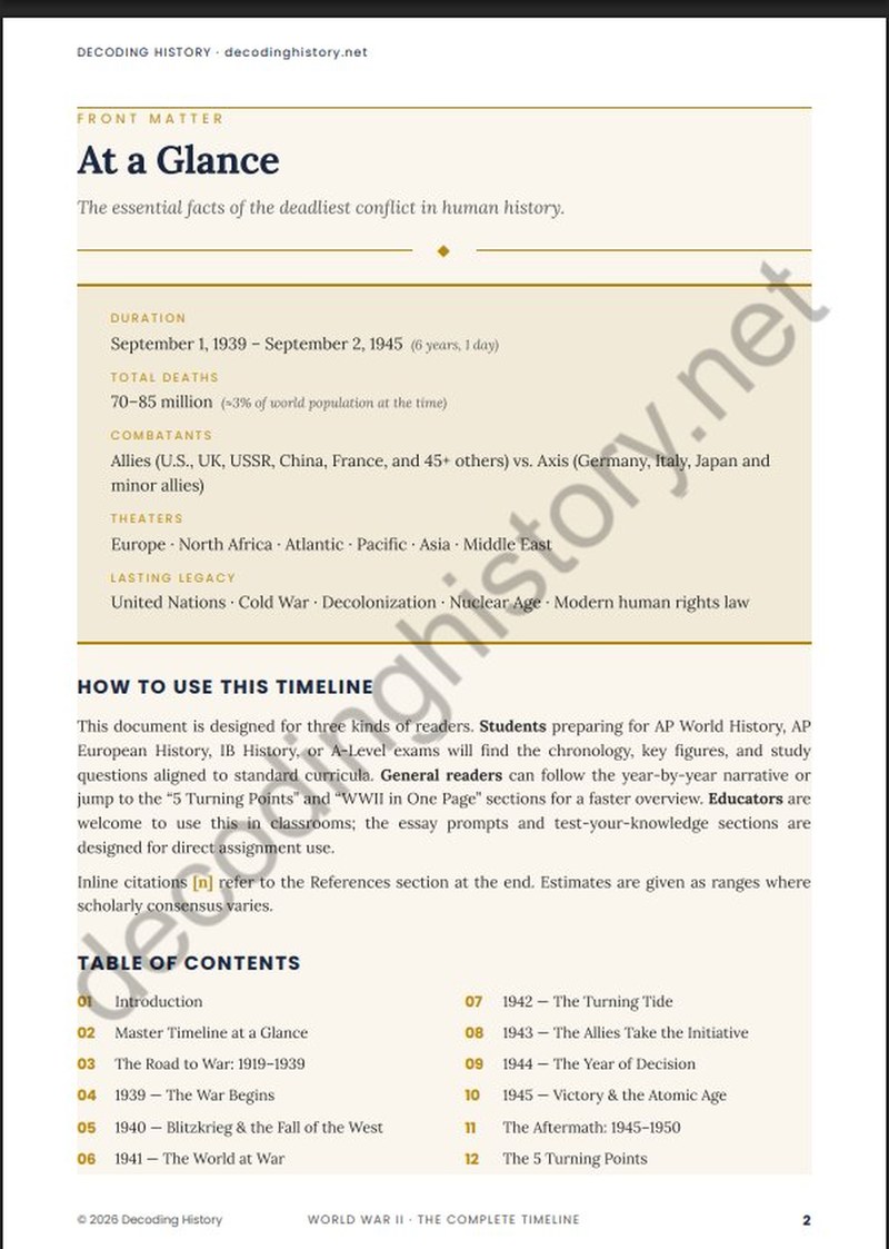 At a Glance facts and Table of Contents